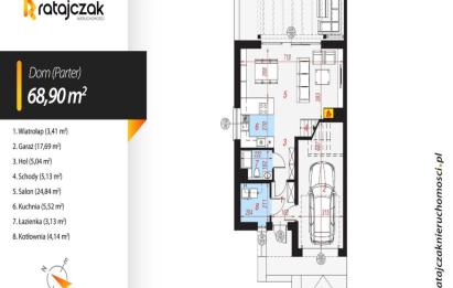 Rzut, plan Bliźniak 125 62 m2 | działka 500 m2 | odbiór 01.26-Szemud