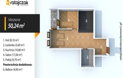 Rzut, plan Komfortowe mieszkanie 50 24m2 w Rumii-Rumia