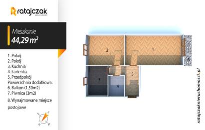 Rzut, plan 2 POK | DO REMONTU | PIWNICA | BALKON | 4 MIN SKM-Gdynia