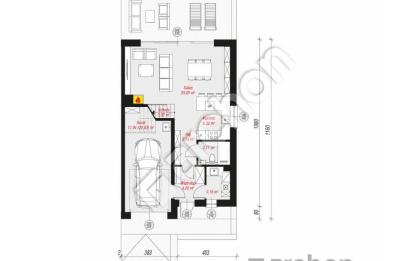 Rzut, plan Nowoczesny dom w zabudowie bliźniaczej|bez Pcc 2%-Banino