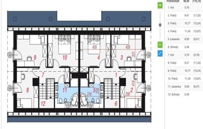 Rzut, plan Bliźniak 99 m² | wysoki standard | Zęblewo-Zęblewo