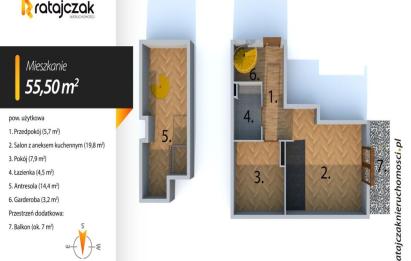 Rzut, plan 3 Pok|Winda|2-poziomowe|Do wejścia|Las|Golf Park-Wejherowo