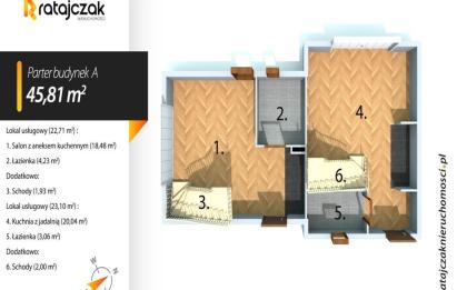 Rzut, plan Działka nad morzem z 2 budynkami|Las|4 lokale-Chłapowo