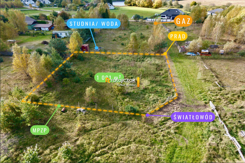 Urokliwa działka budowlana 1001 m² w Warznie - Warzno