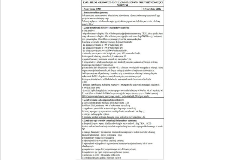 Działka 1ha  z Miejscowym Planem Zagospodarowania! - Jantar